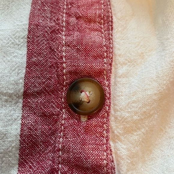 A New Approach Paperbag skirt Button Front Boho linen striped red white - Picture 4 of 10